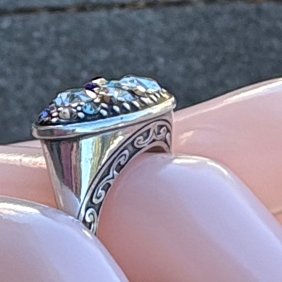 Brighton Crystal Voyage Swarovski Cocktail Ring Size 7.75 Silver Plated EUC - Picture 6 of 13